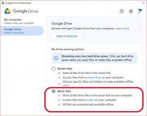 google drive settings